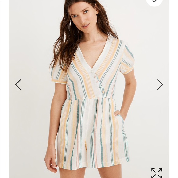 Madewell Other - Madewell Linen Button-Wrap Romper